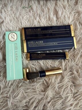 Vintage Estee Lauder Navy & Gold Makeup Brush Set